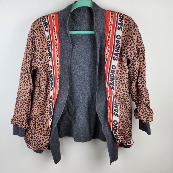 Sandro Paris Wool Silk Reversible Open Front Cardigan Sweater sz 1/S SHRUNKEN - Picture 1 of 11